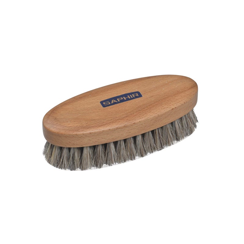 SAPHIR Oval Horsehair Brush - Shoe Polish - for Cleaning, Polishing & Buffing Leather Shoes - Brown Bristles - 5â€ (13.5cm) - Image 1