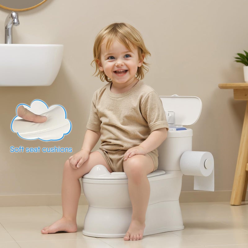 CheerTry 2-in-1 Toddler Potty Training Toilet - with Detachable Training Seat, Realistic Flushing Sound for Boys & Girls Ages 1-3 with Wipes Storage, Toilet Paper Holder - Image 3