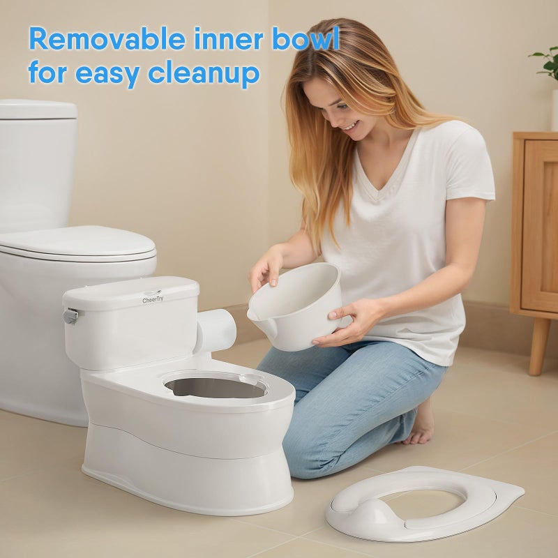 CheerTry 2-in-1 Toddler Potty Training Toilet - with Detachable Training Seat, Realistic Flushing Sound for Boys & Girls Ages 1-3 with Wipes Storage, Toilet Paper Holder - Image 5