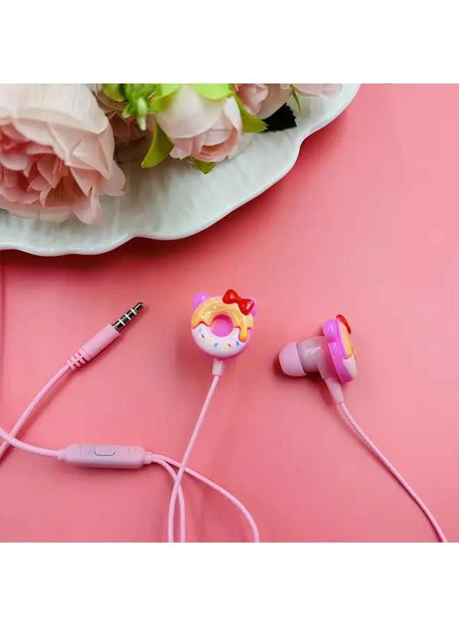 Pink 3 5mm سماعات رأس سلكية شبه داخل الأذن مع ميكروفون صوت ستريو للموسيقى المتنقلة - Image 2