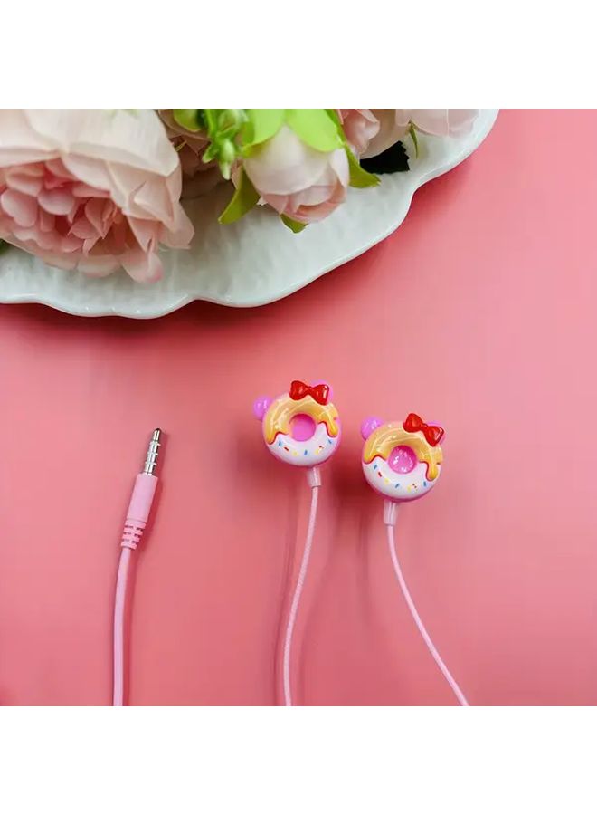 Pink 3 5mm سماعات رأس سلكية شبه داخل الأذن مع ميكروفون صوت ستريو للموسيقى المتنقلة - Image 5