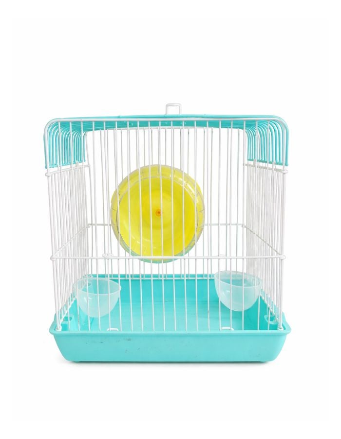 بيتو قفص هامستر صغير الحجم مزود بعجلة تمرين، تصميم من الأسلاك المعدنية، صينية قاعدة قابلة للإزالة، 22 × 16 × 19 سم - Image 4
