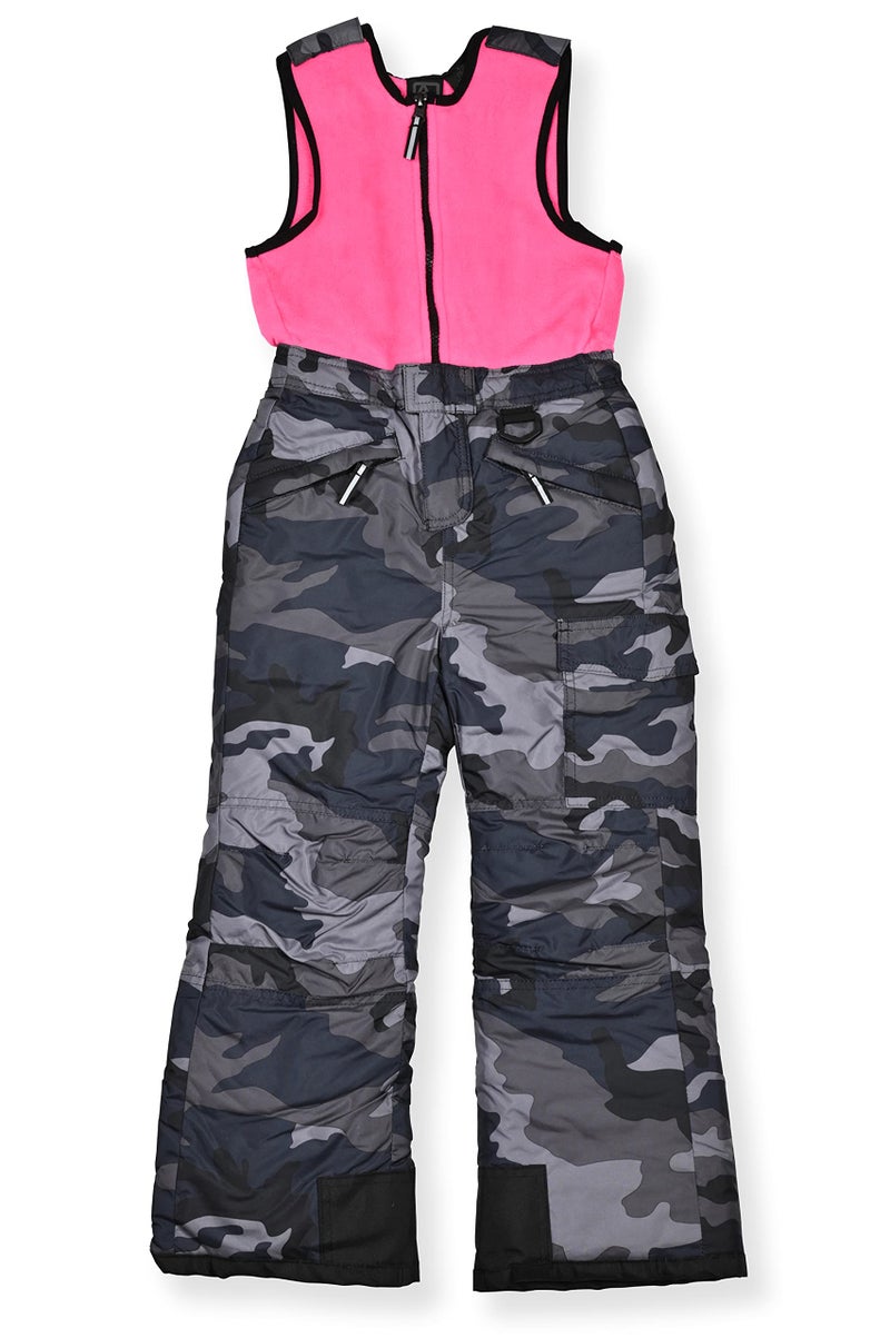 Arctic Quest Polar Fleece Water Resistant Insulated Unisex Boys and Girls Unisex Ski Snow Bib Pants Overalls PinkCamo 1416 - Image 2