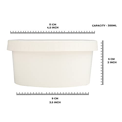 SANWALSA [300 ml, 15 Count, White Disposable Bagasse Paper Container with Lid | Eco-Friendly Bowl/Tub for Picnic, Travel, Food Truck | Ideal for Both Hot & Cold Food - Image 4