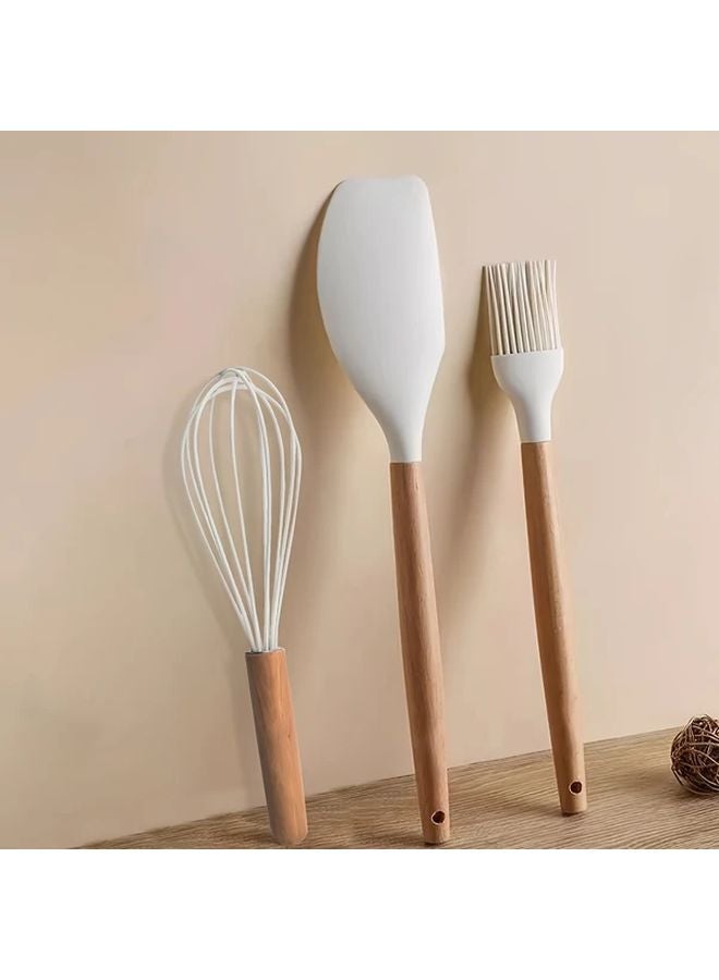 Black Wood Handle Heat Resistant Spatula Brush Whisk Set Baking Tools - Image 2