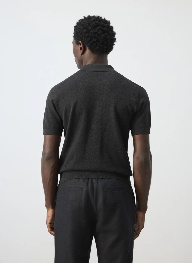 مانجو مان Fine knit polo shirt with microstructure