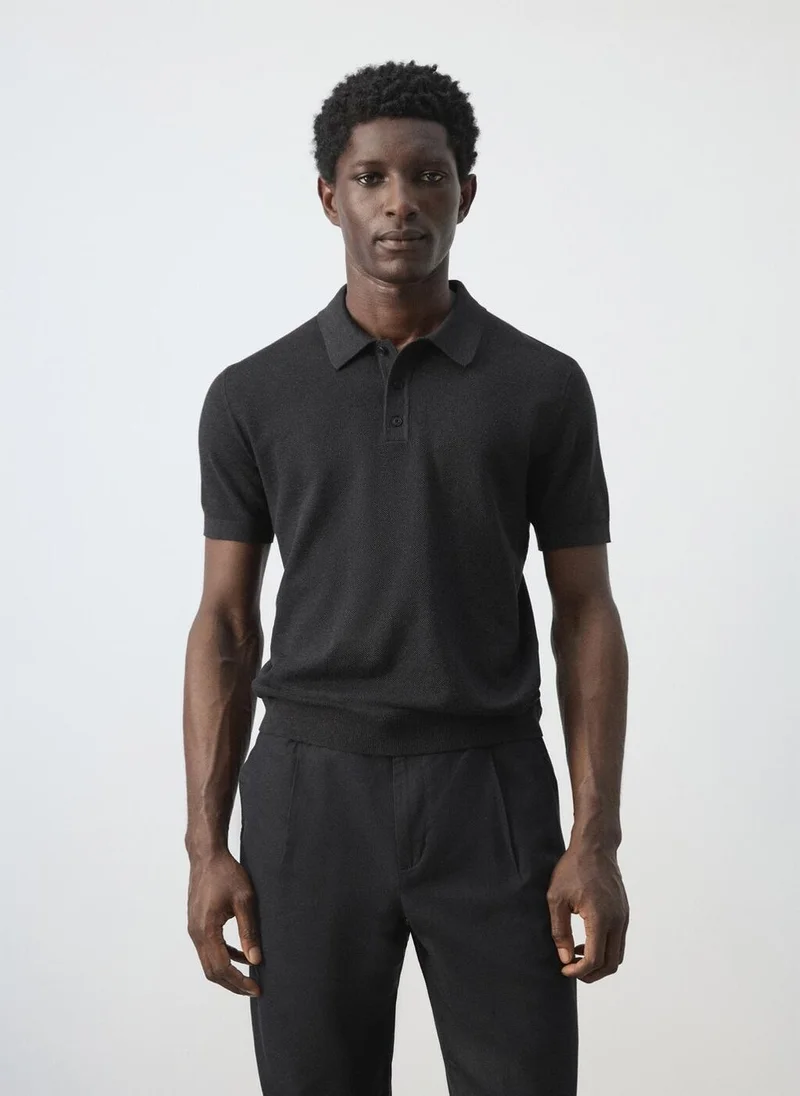 مانجو مان Fine knit polo shirt with microstructure