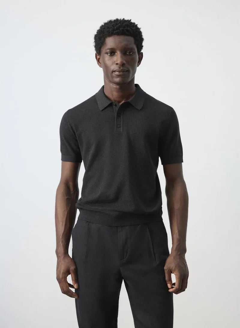 مانجو مان Fine knit polo shirt with microstructure