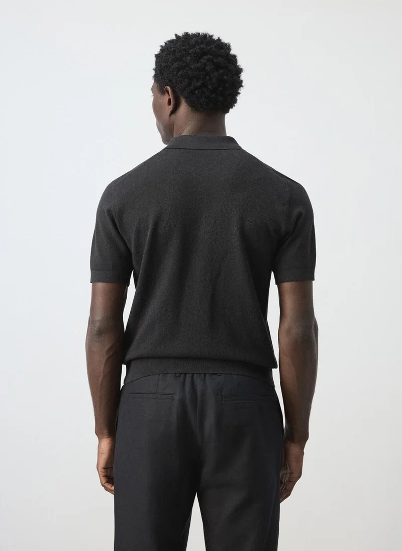 مانجو مان Fine knit polo shirt with microstructure