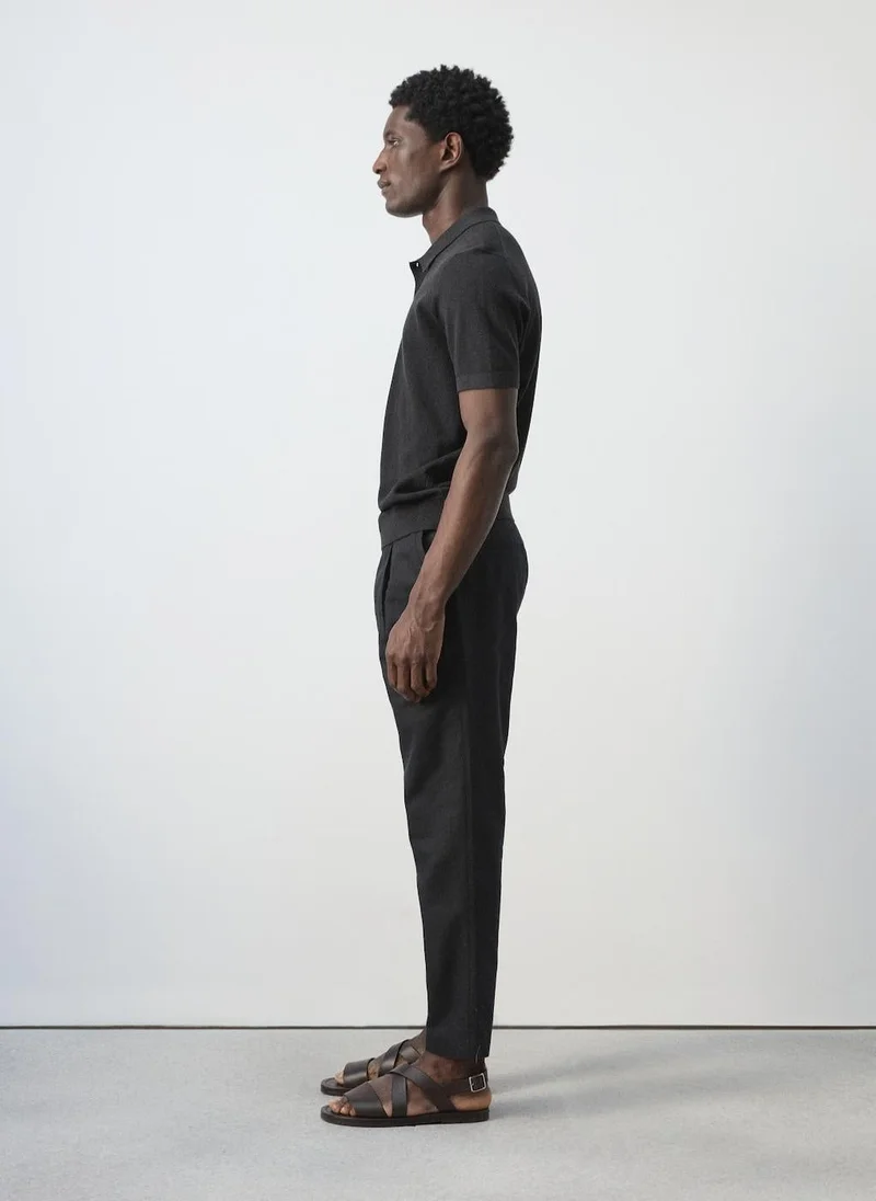 Mango Man  Fine knit polo shirt with microstructure for Men | Best Price UAE