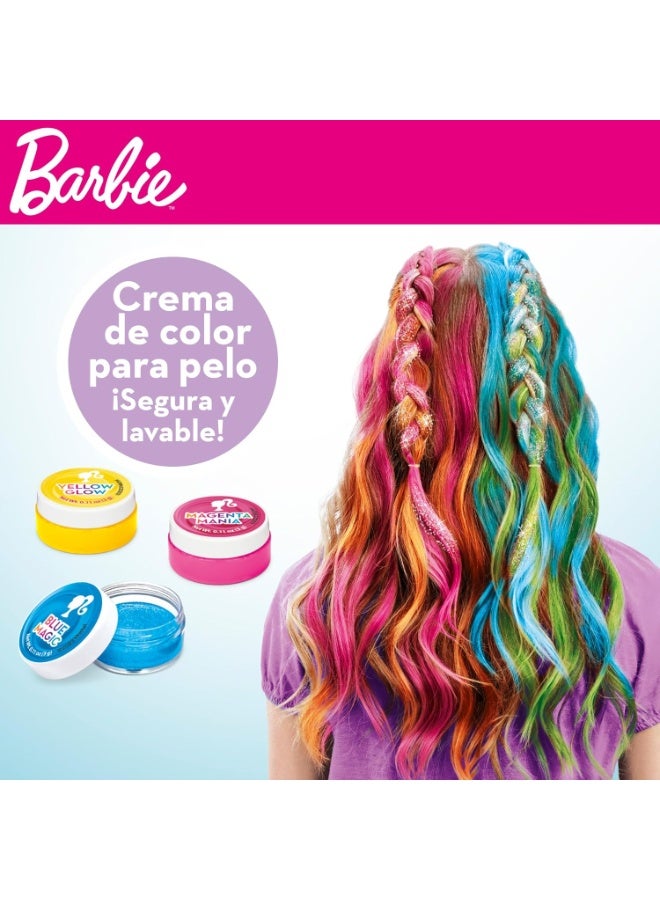 Barbie Rainbow Hair Set, Girls Coloured Wicks, Washable Dye, Gloves, Insoles, Container, Brush, Rubber & Braid Tie Dye  Paints, Kids Paints - Image 4