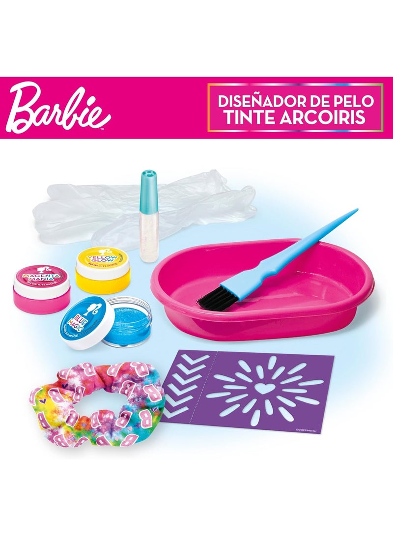 Barbie Rainbow Hair Set, Girls Coloured Wicks, Washable Dye, Gloves, Insoles, Container, Brush, Rubber & Braid Tie Dye  Paints, Kids Paints - Image 2