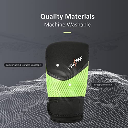 MaxxMMA Neoprene Washable Heavy Bag Gloves - Boxing Punching Training (Neon Yellow, L/XL) - Image 5