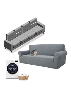 Newest Jacquard Extra Large Sofa Covers for 3 or 4 Seater Super Stretch Non Slip Couch Cover for Dogs Pet Friendly Sofa Slipcover Furniture Protector 4 Seater Light Grey