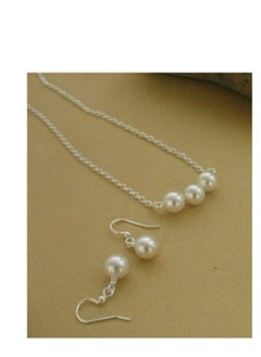 Women set of Necklace  ,Earring Of  Off White Pearls With Silvery Chain - pzsku/ZEB1EF0D2362C35094842Z/45/_/1733498059/915eaa14-92b4-4458-b4db-8c8e25473376