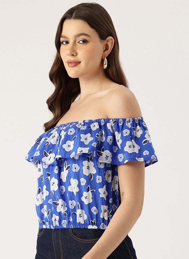 Rue Collection Floral Print Off-Shoulder Bardot Top for Women - Image 3