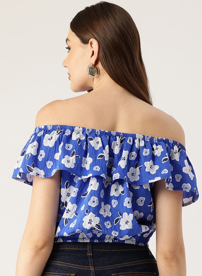 Rue Collection Floral Print Off-Shoulder Bardot Top for Women - Image 4