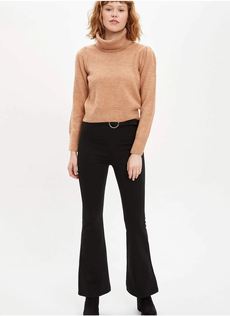 DeFacto Basic Flare Cut Belted Trousers
