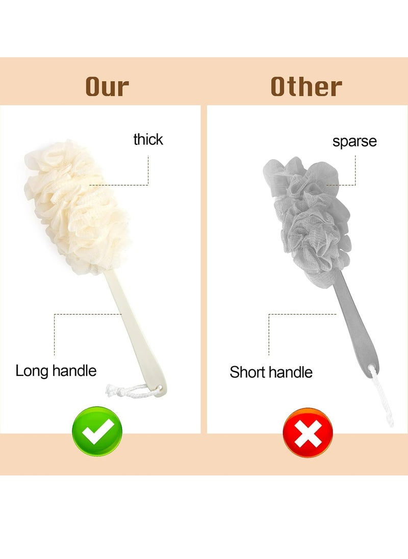 2 Pcs Body Bath Brush, Back Scrubber for Shower, Loofah Shower with Long Handle for Skin Exfoliating, PP Mesh, Blue Beige