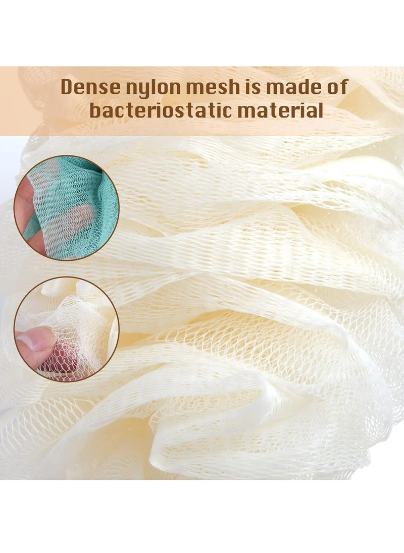 2 Pcs Body Bath Brush, Back Scrubber for Shower, Loofah Shower with Long Handle for Skin Exfoliating, PP Mesh, Blue Beige