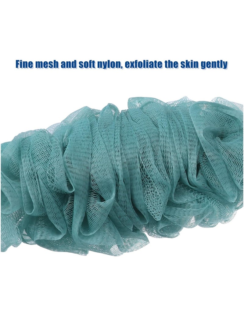 2 Pcs Body Bath Brush, Back Scrubber for Shower, Loofah Shower with Long Handle for Skin Exfoliating, PP Mesh, Blue Beige