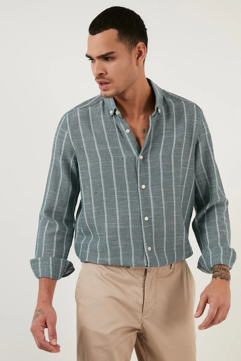 Buratti 100% Cotton Striped Button Collar Shirt Men's Shirt CF21S112480