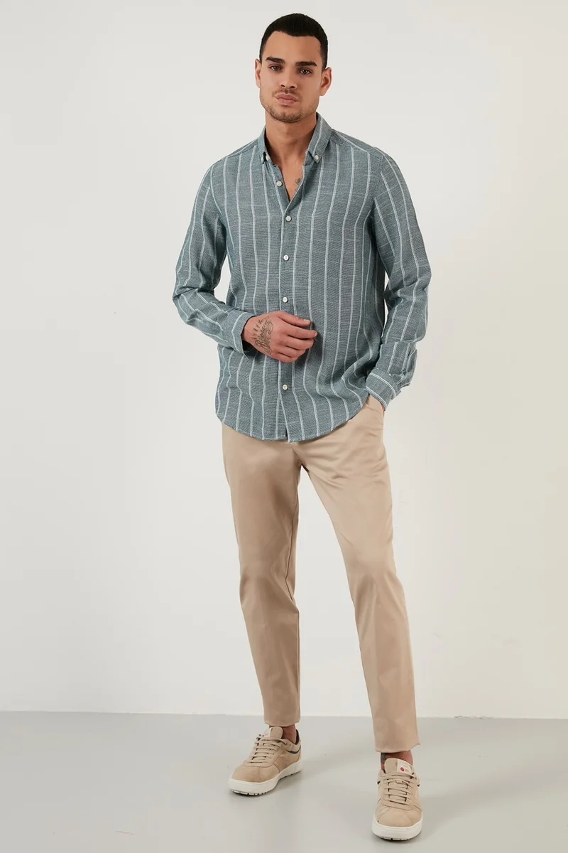 Buratti 100% Cotton Striped Button Collar Shirt Men's Shirt CF21S112480