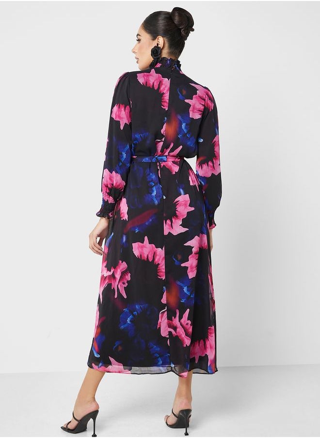 Refka by modanisa - Printed Balloon Sleeve Dress - Image 1
