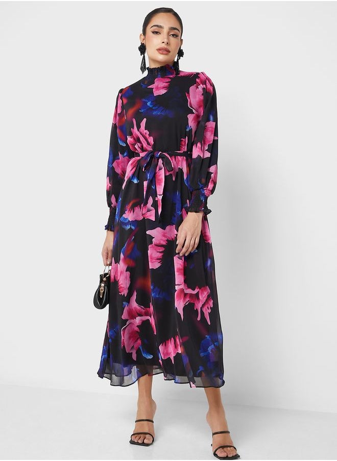 Refka by modanisa - Printed Balloon Sleeve Dress - Image 1