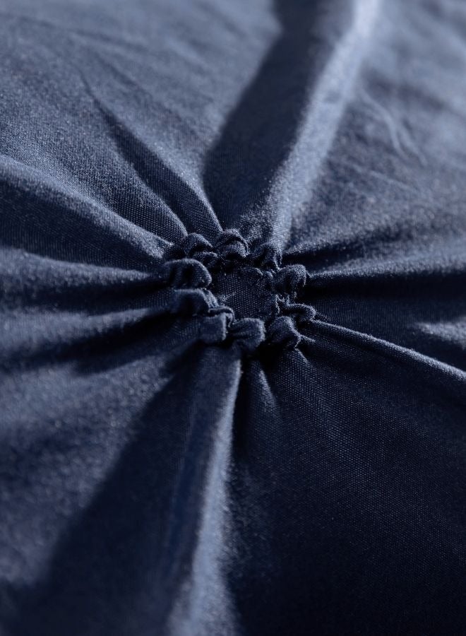 LUNA Home Premium 6 Piece King Size Duvet Cover Pinch Rose Design Solid Navy Blue  - Image 4