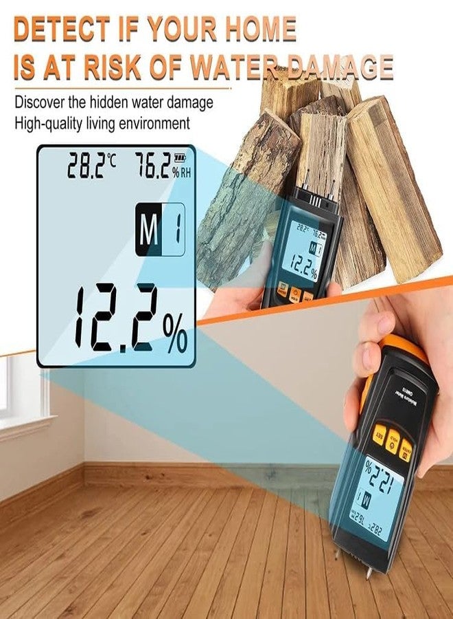 LABART GM610 Wood Moisture Meter, Pin-Type Digital Moisture Meter Firewood Moisture Content Detector, Water Leak Detector with Large Screen for Logs, Drywall, Building Materials, Plaster - Image 4