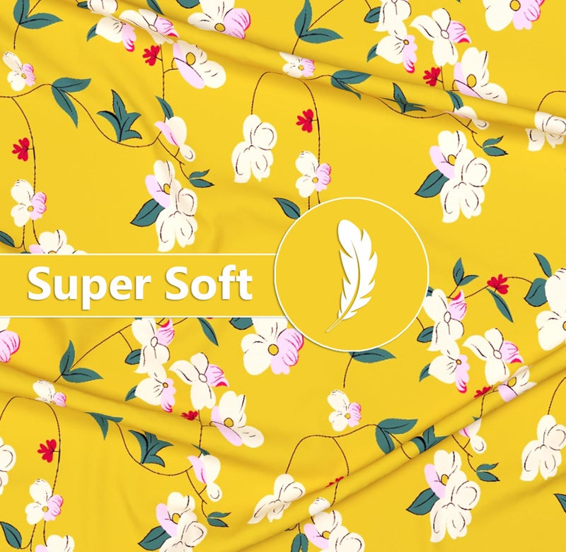 VAS COLLECTIONS Premium Cotton Elastic Fitted Double Bedsheet Set – 160-210 TC, 72 x 68 + 6 Inches | Wrinkle-Free, Breathable, Floral Print with 2 Pillow Covers | Corner Fitted Sheet (Yellow & White) - Image 5