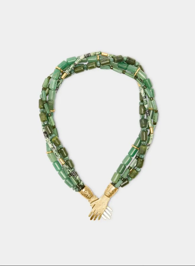 PARFOIS Multicolour Stone Necklace With Hands