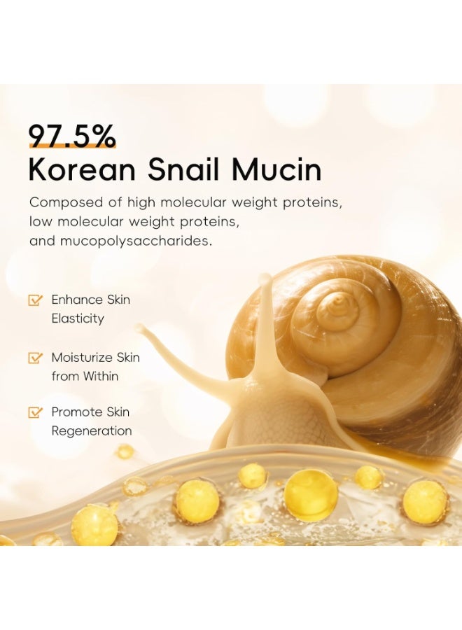 QUIYUM 97.5% Snail Mucin & Collagen Skincare Set, Pamper Gifts Set for Women Teenage Girls, Firming Snail Mucin Moisturiser,Gel Cleanser,Serum, Hydrating & Repair Routine for Dry Skin, Korean Skincare - Image 2
