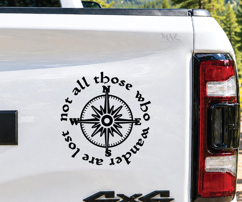 MAZ DISTRIBUTIONS Not All Who Wander are Lost Sticker Vinyl Decal for Window Removable Waterproof Sticker for Waterbottle Useable Indoor Outdoor for Bag Easy use for Car Van Bumper MAZ388 - Image 3