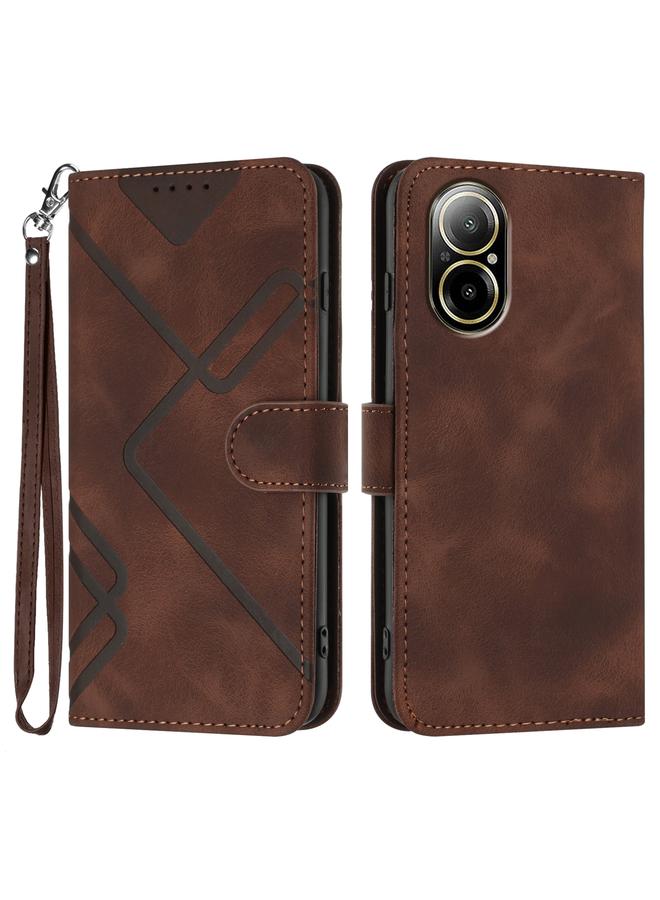 S-TOP Case For Realme C67 4G Global Line Pattern Skin Feel Leather Phone Case - Image 1