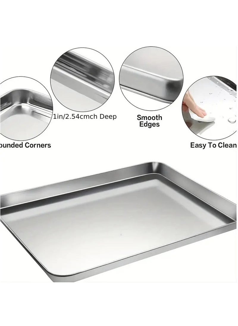 Arabest Baking Sheet And Rack Set, Stainless Steel Cookie sheetBaking Pan Tray With Cooling Rack, Non Toxic & Healthy, RustFree & Dishwasher Safe, For Outdoor Picnic Party  - Image 3