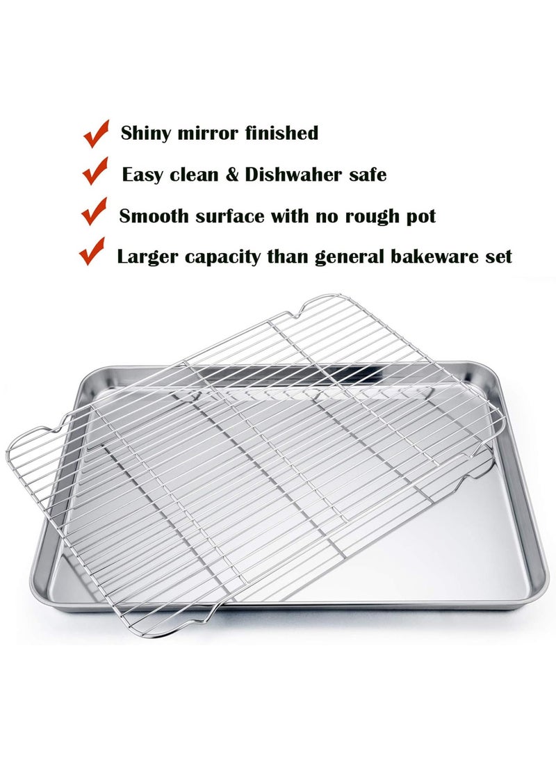 Arabest Baking Sheet And Rack Set, Stainless Steel Cookie sheetBaking Pan Tray With Cooling Rack, Non Toxic & Healthy, RustFree & Dishwasher Safe, For Outdoor Picnic Party  - Image 5