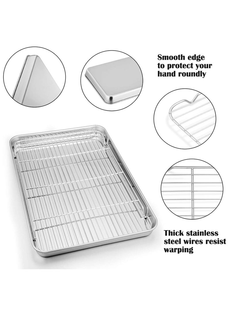 Arabest Baking Sheet And Rack Set, Stainless Steel Cookie sheetBaking Pan Tray With Cooling Rack, Non Toxic & Healthy, RustFree & Dishwasher Safe, For Outdoor Picnic Party  - Image 2