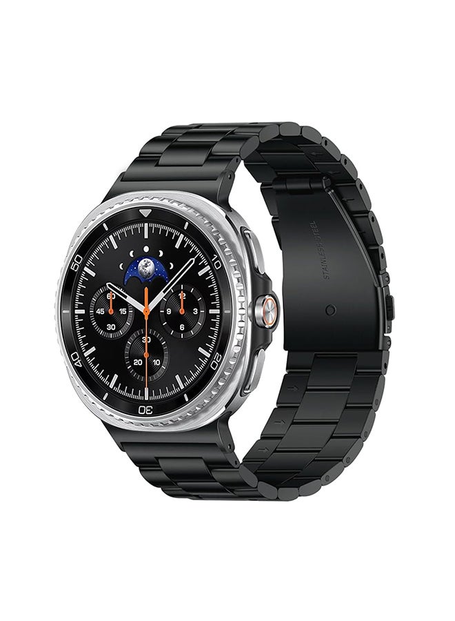 O Ozone Metal Band For Samsung Galaxy Watch 8 Band 40mm 44mm/Galaxy Watch 8 Classic 46mm, No Gap Stainless Steel Strap for Men Women- Black - Image 1