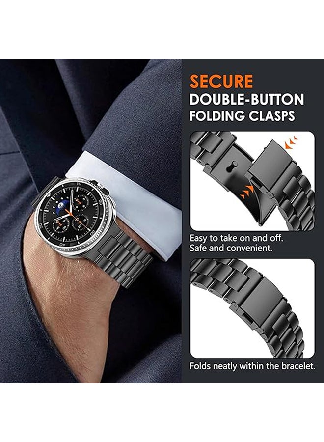 O Ozone Metal Band For Samsung Galaxy Watch 8 Band 40mm 44mm/Galaxy Watch 8 Classic 46mm, No Gap Stainless Steel Strap for Men Women- Black - Image 4