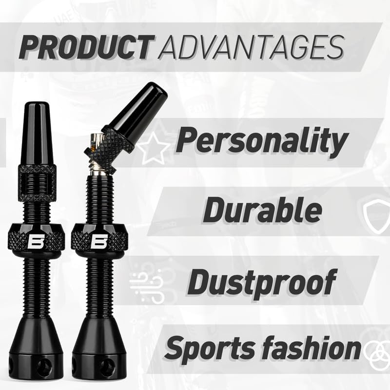 BWSHLF Tubeless Presta Valve Stem 40/44/55/60/65/80/100 mm, Super Light Alloy Presta Valve Stem Kit with Valve Core Remover Tool and Valve Stem Caps - Multiple Color and Size Options(Pair) - Image 4