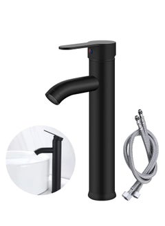 YOMYM Wash basin faucet, bathroom basin faucet, water mixer kitchen hot and cold water, sink single faucet, bathroom sink faucet, including hose (high)  - Image 1