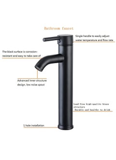 YOMYM Wash basin faucet, bathroom basin faucet, water mixer kitchen hot and cold water, sink single faucet, bathroom sink faucet, including hose (high)  - Image 2