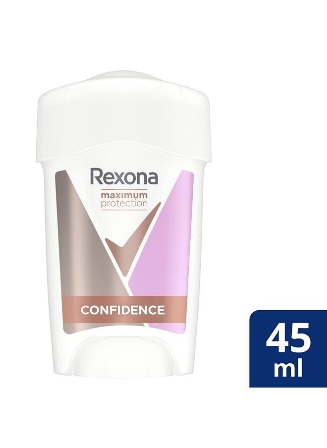 Rexona - Maximum Protection Confidence Antiperspirant Deodorant Cream with 96 Hours Protection Against Strong Sweating and Body Odour 45 ml (Pack of 1) - Image 1