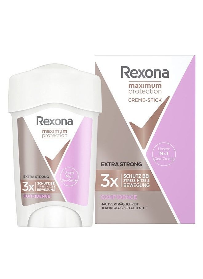 Rexona - Maximum Protection Confidence Antiperspirant Deodorant Cream with 96 Hours Protection Against Strong Sweating and Body Odour 45 ml (Pack of 1) - Image 1