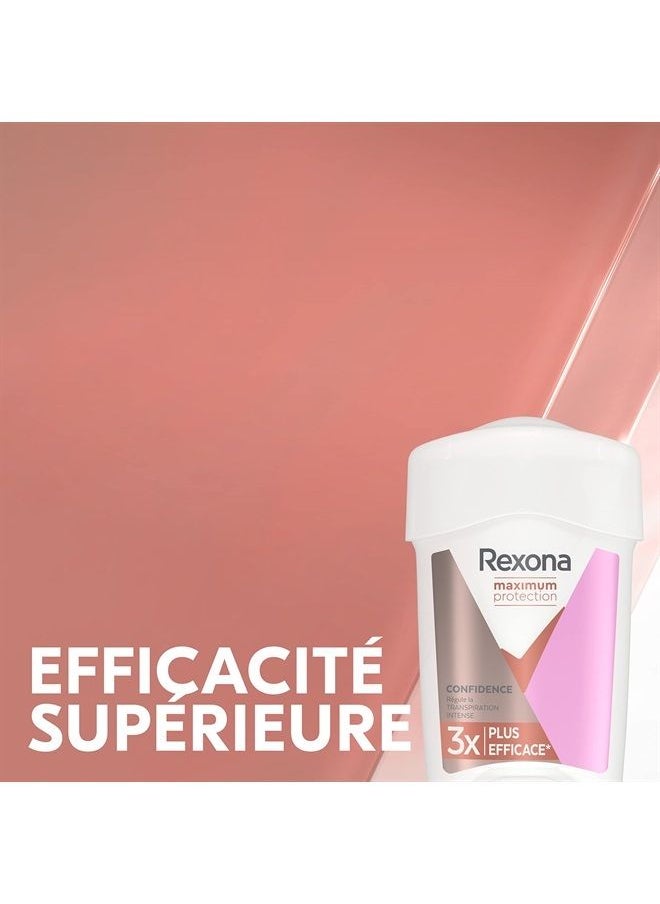 Rexona - Maximum Protection Confidence Antiperspirant Deodorant Cream with 96 Hours Protection Against Strong Sweating and Body Odour 45 ml (Pack of 1) - Image 1