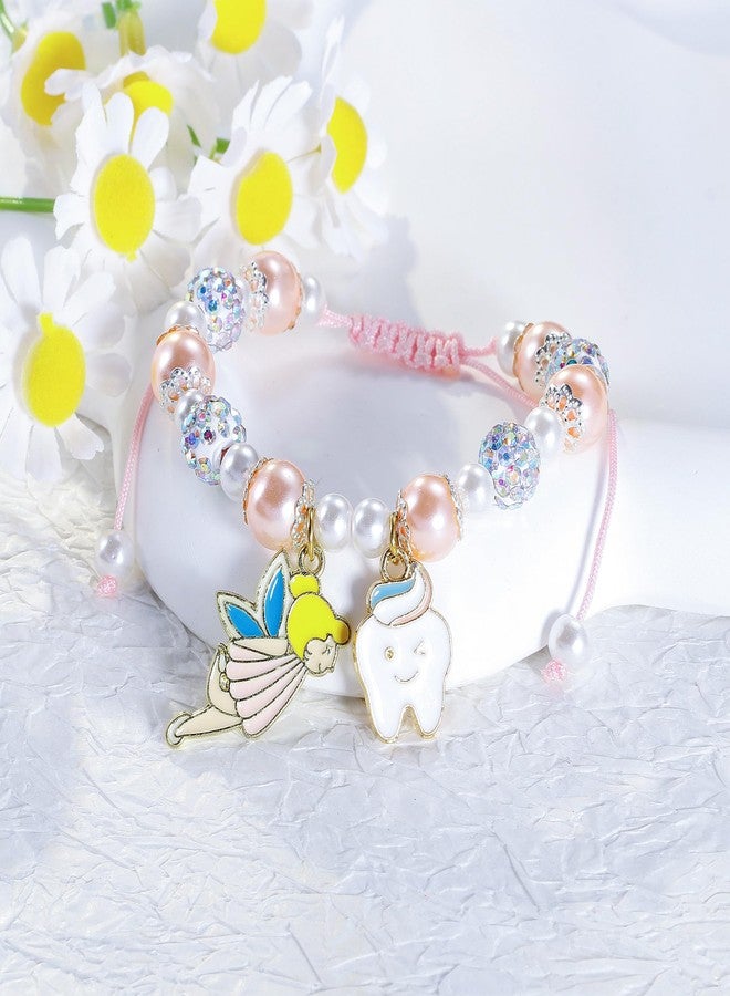 بارتنر هدايا جنية الأسنان لأول سن مفقود، سوار من اللؤلؤ الوردي، حبل قابل للتعديل، هدية مجوهرات للابنة، ابنة الأخ، الحفيدة، ابنة العم، الأخت (وردي 1) - Image 4