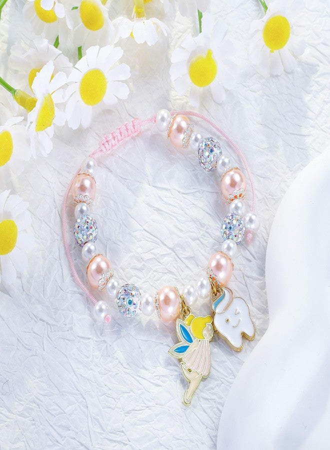 بارتنر هدايا جنية الأسنان لأول سن مفقود، سوار من اللؤلؤ الوردي، حبل قابل للتعديل، هدية مجوهرات للابنة، ابنة الأخ، الحفيدة، ابنة العم، الأخت (وردي 1) - Image 3