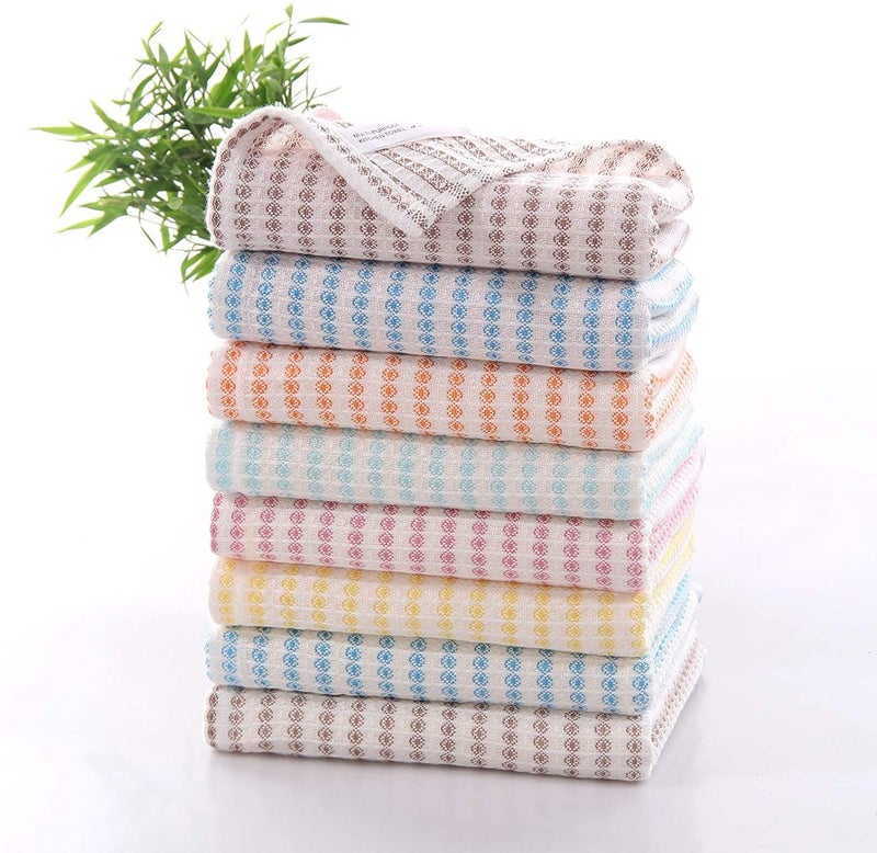 SAMI STUDIOS Kitchen Towels Cotton for Home, Soft & Absorbent Hand Towel for Kitchen Cleaning & Quick Drying of Plates & Glasses, 25 x 35 cm, Picnic Stripe - Mixed Colors Set of 8, multi - Image 1